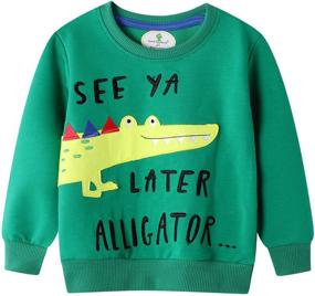 img 4 attached to Elephant Print Boys Sweatshirt: Toddler Long Sleeve Cotton Pullover for Cute Outdoor Outfits