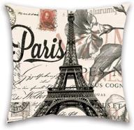 mi decor black beige paris eiffel tower throw pillow covers 18x18 – linen square pillowcases for sofa couch, living room, girls bedroom – home decorative cushion pillow cover логотип