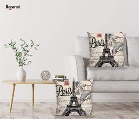 img 2 attached to MI Decor Black Beige Paris Eiffel Tower Throw Pillow Covers 18x18 – Linen Square Pillowcases for Sofa Couch, Living Room, Girls Bedroom – Home Decorative Cushion Pillow Cover