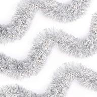 🎄 sparkling silver christmas tinsel garland – 3 pack of decorative metallic twist for festive tree, wedding, birthday and party decorations – 4 inches x 6.6 ft logo
