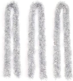 img 3 attached to 🎄 Sparkling Silver Christmas Tinsel Garland – 3 Pack of Decorative Metallic Twist for Festive Tree, Wedding, Birthday and Party Decorations – 4 inches x 6.6 ft