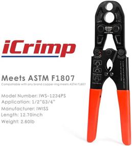 img 3 attached to IWISS iCrimp Combo Pex Pipe Crimping Tool for Copper Ring with Gauge - 1/2 and 3/4-inch, ASTM 1807 Standard