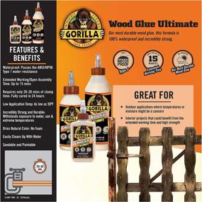img 1 attached to 🦍 Gorilla Ultimate Waterproof Wood Glue 8 oz. - Natural, Versatile, Long-lasting Adhesive (1 Pack)