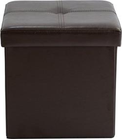 img 3 attached to 🪑 Kennedy Home Collection 30-Inch Folding Storage Ottoman: Simplify and Organize with Faux Leather in Choco