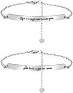 inspiring engraved stainless steel link bracelet - motivational mantra jewelry gift for women, men, and girls logo