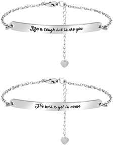 img 3 attached to Inspiring Engraved Stainless Steel Link Bracelet - Motivational Mantra Jewelry Gift for Women, Men, and Girls