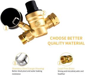 img 1 attached to 🚰 AB Adjustable Water Pressure Regulator: RV Brass Pressure Reducer with Gauge, Inlet Filter - Lead-Free 3/4" NH Thread for Camper & RV Trailer