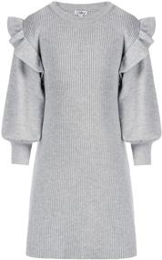 img 4 attached to Danna Belle Girls' Clothing - Apricot Sweater Sleeve Dress