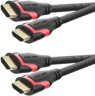 🔌 fospower hdmi-кабель высокой скорости ultra hd 4k - 1 фут (2 шт.) [плетеный нейлоновый шнур] - поддерживает 4k 2160p uhd 3d hdr 1080p - 18 гбит/с - разъем покрытый 24-каратным золотом логотип