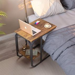 img 2 attached to 🪑 Cubiker End Table: Stylish C-Shaped Side Table with Wooden Shelf, Metal Frame Nightstand - Ideal for Living Room, Bedroom, Sofa, Couch - Deep Brown