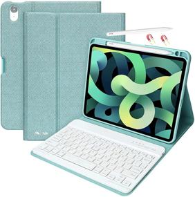 img 4 attached to 💙 10.9 iPad Keyboard Case for New iPad Air 4 Generation 2020 & iPad Pro 11 2018 - Detachable Wireless Bluetooth Keyboard with Pencil Holder (Sky Blue)