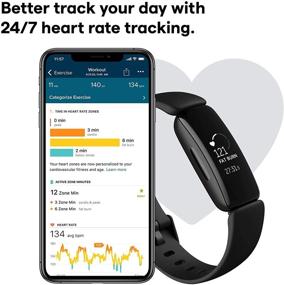 img 2 attached to 🔋 Fitbit Inspire 2: Boost Your Health & Fitness with 1-Year Free Fitbit Premium Trial and 24/7 Heart Rate Monitoring, Black/Black (Includes S & L Bands)