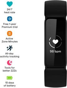 img 3 attached to 🔋 Fitbit Inspire 2: Boost Your Health & Fitness with 1-Year Free Fitbit Premium Trial and 24/7 Heart Rate Monitoring, Black/Black (Includes S & L Bands)