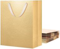 🎁 12 больших позолоченных подарочных пакетов с ручками для дарения подарков - packhome 10x5x13 дюймов, глянцевое золото с текстурой решетки логотип