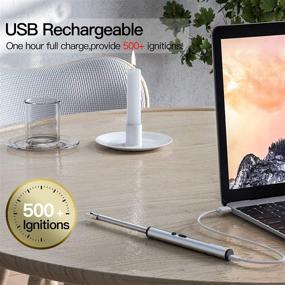 img 1 attached to 🕯️ FAREVER Rechargeable Electric Arc Candle Lighter with Long Flexible Neck and LED Battery - USB Lighter for Candles, Camping, Cooking, BBQs - Silver