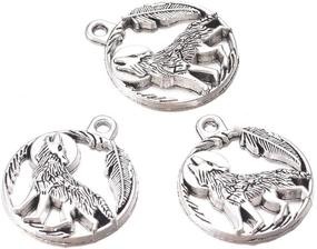 img 1 attached to 🐺 Wholesale 30pcs Antique Silver Wolf Charms - DIY Bracelets & Necklaces - Jewelry Making Crafts, 25mmX21mm (A474)