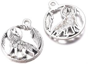 img 2 attached to 🐺 Wholesale 30pcs Antique Silver Wolf Charms - DIY Bracelets & Necklaces - Jewelry Making Crafts, 25mmX21mm (A474)