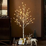 🌲 освещенное белое дерево березы с подключением к сети - 4ft 72 светодиодных ствола с огнями для рождества, дня благодарения, праздников, свадеб, украшений для вечеринок - внутри помещения и на открытом воздухе. логотип