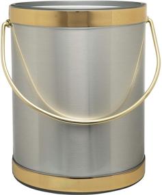 img 2 attached to 🧊 5-Quart Insulated Ice Bucket with Ice Tongs - Handcrafted in the USA, Brushed Silver with Gold Trim (Metallic Deco Collection)