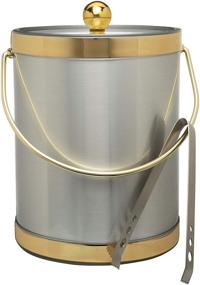 img 4 attached to 🧊 5-Quart Insulated Ice Bucket with Ice Tongs - Handcrafted in the USA, Brushed Silver with Gold Trim (Metallic Deco Collection)