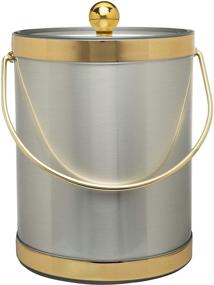 img 3 attached to 🧊 5-Quart Insulated Ice Bucket with Ice Tongs - Handcrafted in the USA, Brushed Silver with Gold Trim (Metallic Deco Collection)