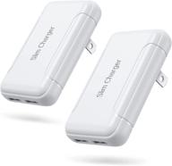 🔌 compact usb wall charger 2-pack with dual ports, pofesun foldable fast charger for iphone 11/ pro/max/x/xs/xr/xs max/8/7/6/plus, ipad, samsung galaxy-white logo