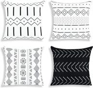 🛋️ yastouay black boho decorative throw pillow covers - modern geometric home decor cushion cases 18 x 18 inch, 4 pack - for couch, sofa, chair, bed логотип