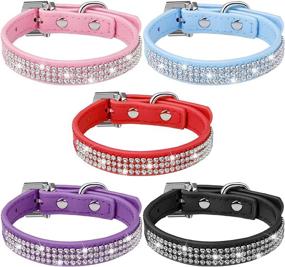 img 4 attached to 🐶 Weewooday Crystal Puppy Collar Set - 5 Adjustable Dog Collars with Rhinestone Accents - Soft Bling Collars for Small Dog Puppy - Pink, Red, Blue, Purple, Black