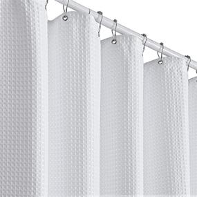 img 3 attached to 🛀 Bathway Waffle White Shower Curtain: Premium Fabric & Hotel Quality Shower Curtains for Bathroom - Polyester, 72 x 72 Inches