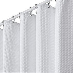 img 4 attached to 🛀 Bathway Waffle White Shower Curtain: Premium Fabric & Hotel Quality Shower Curtains for Bathroom - Polyester, 72 x 72 Inches