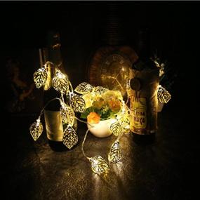 img 3 attached to 🎄 Shimmering Gold Leaf String Lights for a Romantic Christmas Tree Decor - Party Xmas Hollow Metal 20 LED Strip Lamp