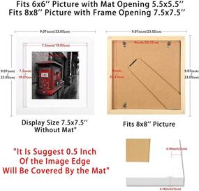 img 2 attached to 🖼️ Pack of 3 White 8x8 Picture Frames - Solid Wood Square Photo Frames with Mat for Wall Hanging or Tabletop Display - Home Decoration