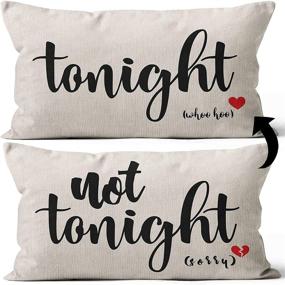 img 1 attached to 🛏️ Tonight or Not Tonight Reversible Soft Pillow Cover: Perfect Bridal Shower or Anniversary Gift for Couples – 20X12 Inch Linen Cushion Cover for Couch