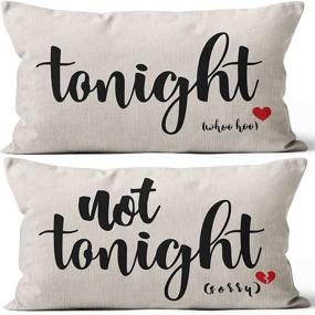 img 4 attached to 🛏️ Tonight or Not Tonight Reversible Soft Pillow Cover: Perfect Bridal Shower or Anniversary Gift for Couples – 20X12 Inch Linen Cushion Cover for Couch