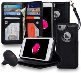 img 4 attached to Navor JOOT-3L Black Magnetic Detachable Wallet Case and Universal Car Mount with RFID Protection, 8 Card Pockets, 3 Money Pockets. Compatible for iPhone 7/8 [4.7 Inch] (IP73LBK)