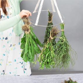 img 3 attached to 🌿 Boho Chic Herb Drying Rack 2-Pack - Macrame Hanging Flower Mobile with 20 Herb Dryer Hooks - Cotton Rope Woven Herbal Drier with Wooden Hanging Ring for Hydroponic Plants & Mushrooms