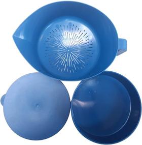 img 3 attached to 🍽️ PaperlessKitchen Heat Resistant Meat Strainer - Plastic Ground Beef Grease Easy Colander Set for Meat, Pasta, Vegetables & Jellies - Serves Up to 3lbs - 3 Pcs Set (Blue)