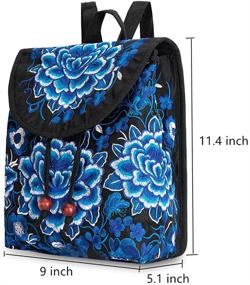 img 3 attached to 🎒 Boho Vintage Embroidered Backpack Purse: Stylish Canvas Shoulder Bag for Women & Girls