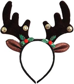 img 4 attached to Reindeer Headband Christmas Headbands Horns（Red Event & Party Supplies