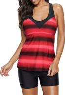 π women's american trends tankini swimwear: top with boyshorts, two-piece sports bathing suit logo