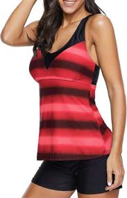 img 2 attached to 👙 Women's American Trends Tankini Swimwear: Top with Boyshorts, Two-Piece Sports Bathing Suit