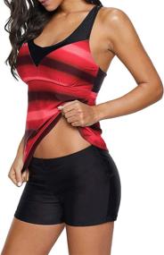 img 3 attached to 👙 Women's American Trends Tankini Swimwear: Top with Boyshorts, Two-Piece Sports Bathing Suit