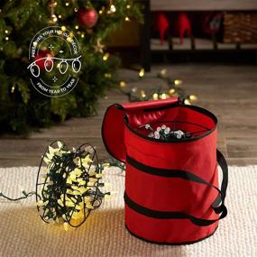 img 3 attached to 🎄 ZOBER Christmas Light Storage Bag - Large Capacity with 3 Metal Reels, Durable 600D Oxford Fabric, Reinforced Handles - 5-Year Warranty, Red