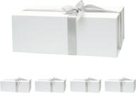 🎁 набор из 5 белых подарочных коробок wrappso с магнитным замком, размером 13 x 8 x 4,7 дюйма, большого размера с элегантной матовой белой отделкой - идеально подходит для деловых подарков, годовщин, свадеб. логотип
