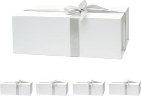 img 4 attached to 🎁 Набор из 5 белых подарочных коробок WRAPPSO с магнитным замком, размером 13 x 8 x 4,7 дюйма, большого размера с элегантной матовой белой отделкой - идеально подходит для деловых подарков, годовщин, свадеб.