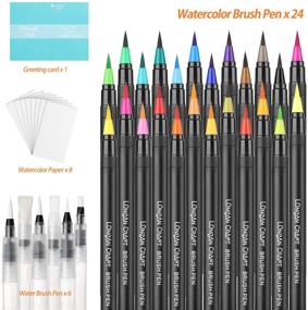 img 3 attached to 🖌️ Longan Craft Watercolor Brush Pens Set - 24 Vibrant Colors with 6 Blending Water Brush Pens - Flexible Nylon Brush Tips for Water Coloring, Calligraphy, and Drawing - Ideal for Artists and Beginner Painters