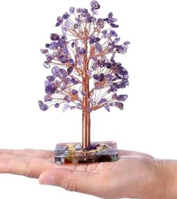 img 1 attached to 🌳 Jovivi Natural Amethyst Healing Crystal Trees: Handmade Wire Wrapped on 7 Color Chip Stones Resin Base – Money Tree for Wealth & Good Luck in Home Office Decor