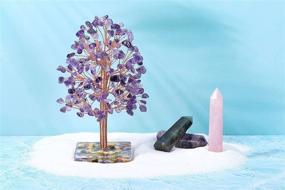 img 3 attached to 🌳 Jovivi Natural Amethyst Healing Crystal Trees: Handmade Wire Wrapped on 7 Color Chip Stones Resin Base – Money Tree for Wealth & Good Luck in Home Office Decor