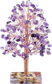 img 4 attached to 🌳 Jovivi Natural Amethyst Healing Crystal Trees: Handmade Wire Wrapped on 7 Color Chip Stones Resin Base – Money Tree for Wealth & Good Luck in Home Office Decor