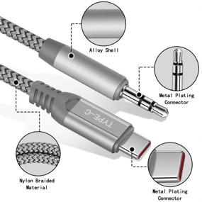 img 3 attached to 🎧 6,6 футовый аудиокабель USB-C к 3,5 мм, мужской разъем типа C к мужскому 3,5 мм аудиоразъему - оплетенный шнур адаптера для наушников в автомобильном стерео, конвертер для дополнительного аудиокабеля для OnePlus 9 Pro, Galaxy S21 Ultra, Note 20, Pixel 5.